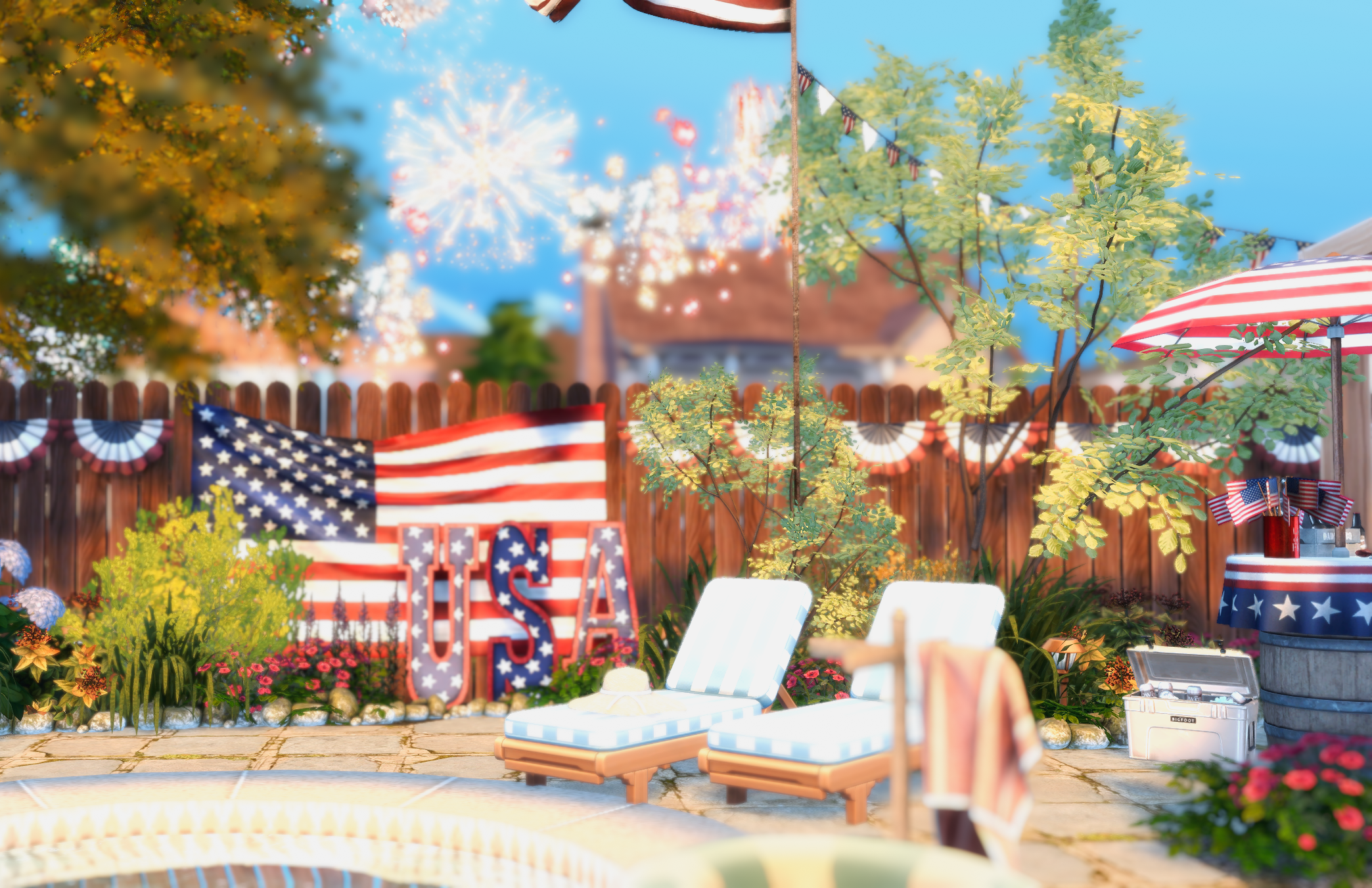 4th of July Backyard Party Room – Sims 4 Download – Katesimblr